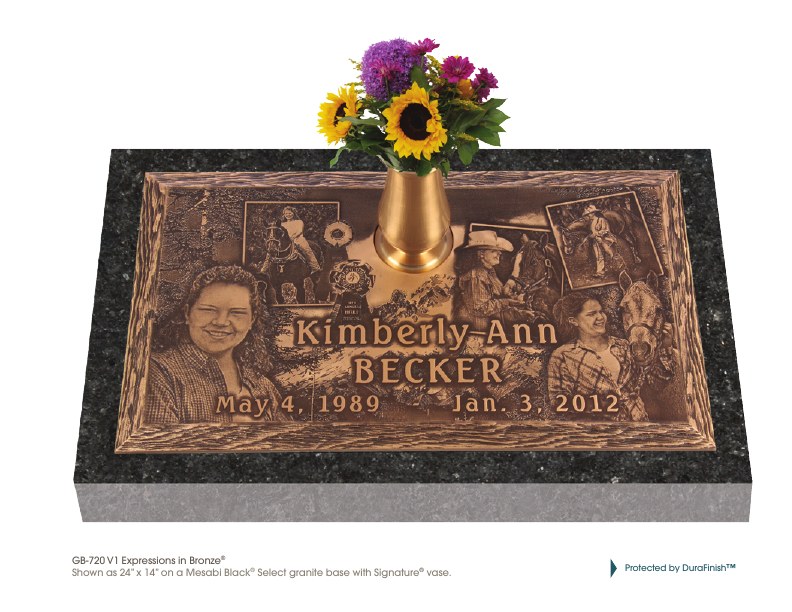 Personalized flat bronze cemetery marker example